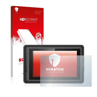Face avant d’un emballage produit avec le logo de la marque upscreen. À côté, l’appareil XP-Pen Artist 13.3 est représenté ave