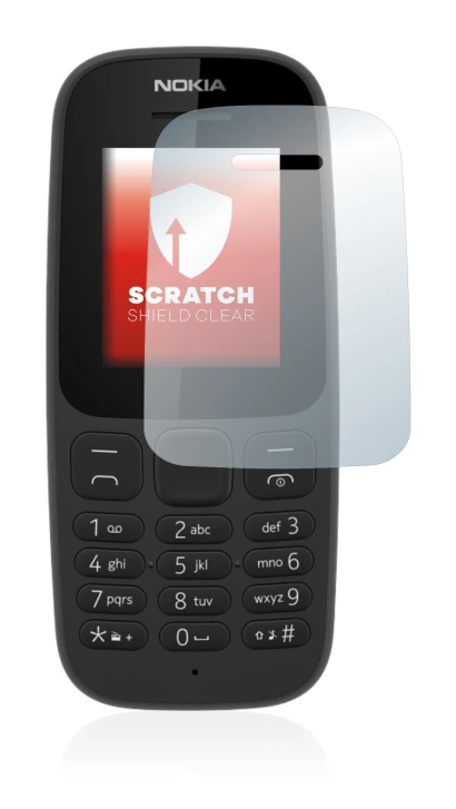 Image de l'appareil Nokia 105 2017 avec une grande variété de protections d'écran.