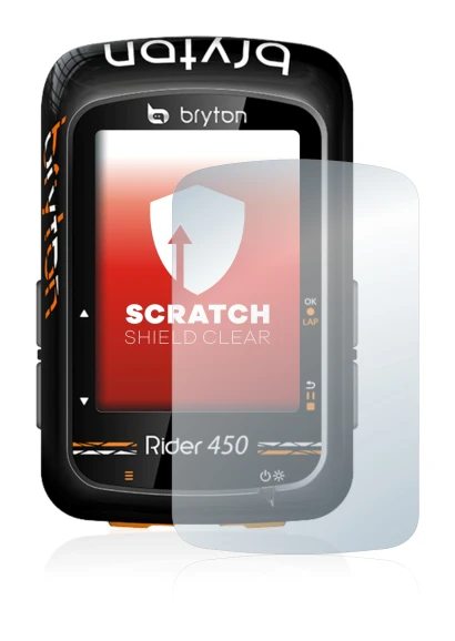 Image de l'appareil Bryton Rider 450 avec une grande variété de protections d'écran.