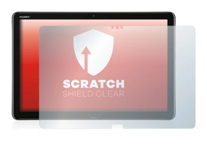 Image de l'appareil Huawei MediaPad M5 Lite 10.1" avec une grande variété de protections d'écran.