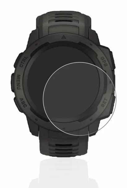 Image de l'appareil Garmin Instinct avec une grande variété de protections d'écran.