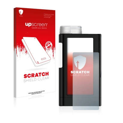 Face avant d’un emballage produit avec le logo de la marque upscreen. À côté, l’appareil Mylife YpsoPump est représenté avec l