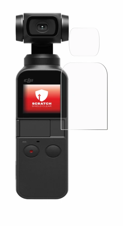Image de l'appareil DJI Osmo Pocket (Affichage + Lentille) avec une grande variété de protections d'écran.