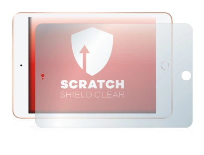 Image de l'appareil Apple iPad Mini 5 2019 (en paysage, 5ème Gen.) avec une grande variété de protections d'écran.