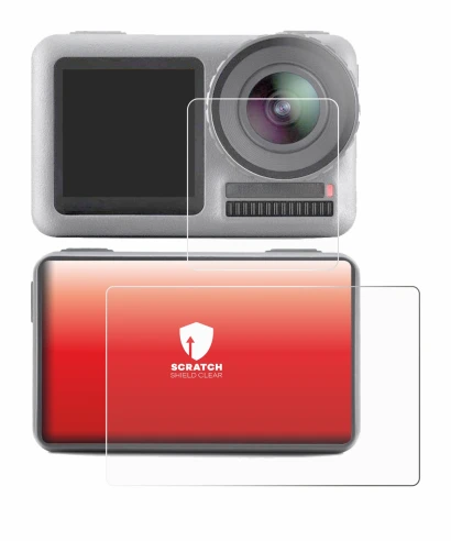 Image de l'appareil DJI Osmo Action avec une grande variété de protections d'écran.