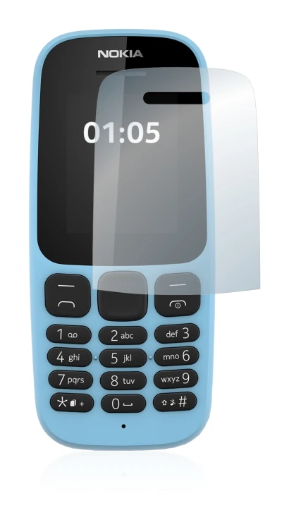 Image de l'appareil Nokia 105 2019 avec une grande variété de protections d'écran.