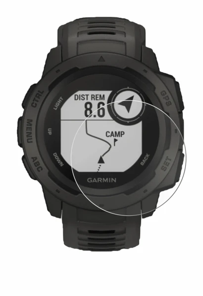 Image de l'appareil Garmin Instinct Tactical Edition avec une grande variété de protections d'écran.