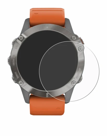Image de l'appareil Garmin Fenix 6 Pro Solar avec une grande variété de protections d'écran.