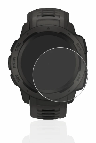 Image de l'appareil Garmin Instinct Solar avec une grande variété de protections d'écran.