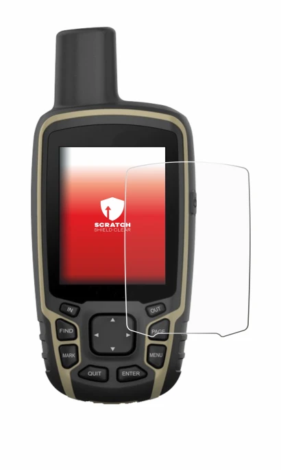 Image de l'appareil Garmin GPSMAP 65 avec une grande variété de protections d'écran.