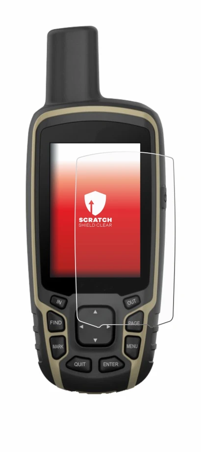 Image de l'appareil Garmin GPSMAP 65s avec une grande variété de protections d'écran.