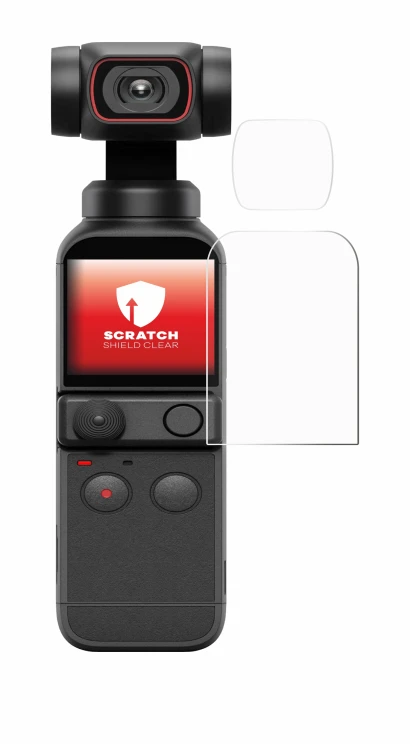 Image de l'appareil DJI Osmo Pocket 2 (Affichage + Lentille) avec une grande variété de protections d'écran.
