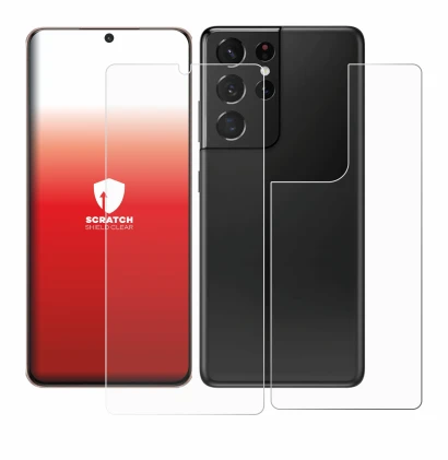 Image de l'appareil Samsung Galaxy S21 Ultra 5G (Avant+Arrière) avec une grande variété de protections d'écran.