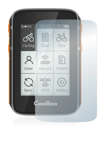 Image de l'appareil CooSpo BC200 avec une grande variété de protections d'écran.