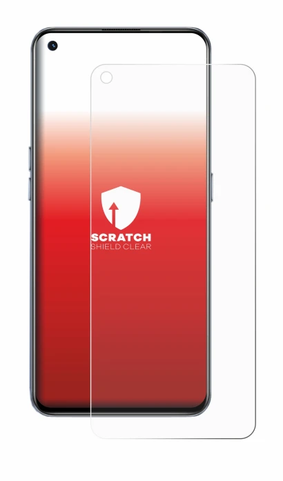 Image de l'appareil realme GT 5G avec une grande variété de protections d'écran.