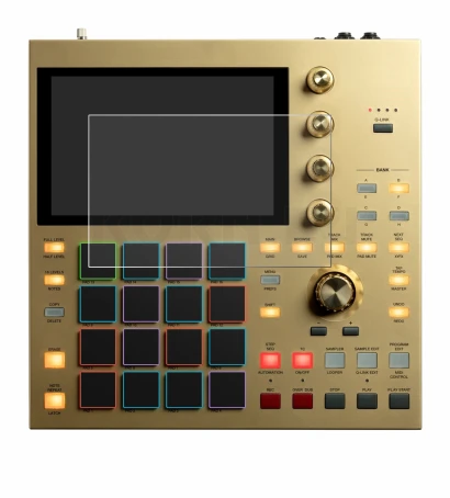 Image de l'appareil Akai MPC One avec une grande variété de protections d'écran.