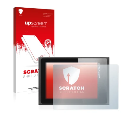 Face avant d’un emballage produit avec le logo de la marque upscreen. À côté, l’appareil Apexcam ‎M80 Air est représenté avec 