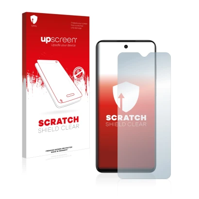 Face avant d’un emballage produit avec le logo de la marque upscreen. À côté, l’appareil ZTE Blade V30 Vita est représenté ave