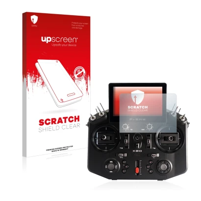 Face avant d’un emballage produit avec le logo de la marque upscreen. À côté, l’appareil FrSky Tandem X20 est représenté avec