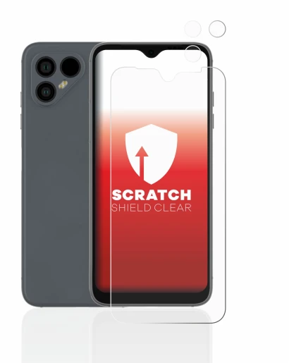Image de l'appareil Fairphone 4 (Avant+Caméra) avec une grande variété de protections d'écran.