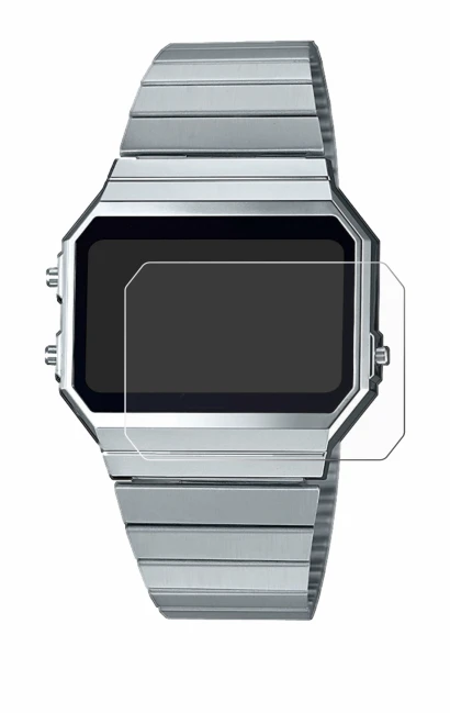 Image de l'appareil Casio A700WE avec une grande variété de protections d'écran.