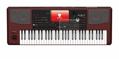 Image de l'appareil KORG Pa1000 avec une grande variété de protections d'écran.