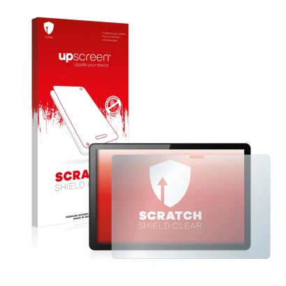 Face avant d’un emballage produit avec le logo de la marque upscreen. À côté, l’appareil Lenovo Tab M10 (3ème Gen.) est représ