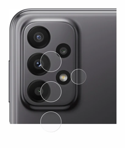Image de l'appareil Samsung Galaxy A23 5G (Caméra UNIQUEMENT) avec une grande variété de protections d'écran.