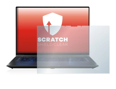 Image de l'appareil ASUS ROG Flow X16 avec une grande variété de protections d'écran.