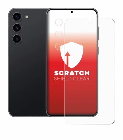 Image de l'appareil Samsung Galaxy S23 (Avant+Caméra) avec une grande variété de protections d'écran.