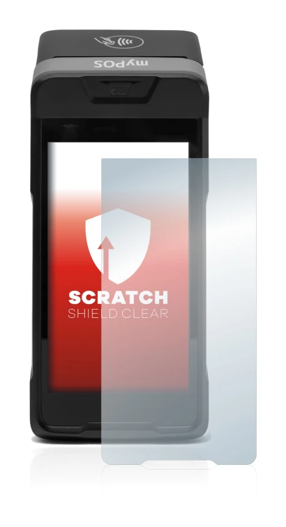 Image de l'appareil myPOS Carbon avec une grande variété de protections d'écran.