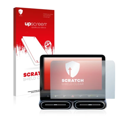 Face avant d’un emballage produit avec le logo de la marque upscreen. À côté, l’appareil Smart #1 Pro+ 12,8" central display e