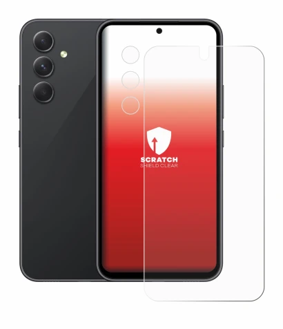 Image de l'appareil Samsung Galaxy A54 5G (Avant+Caméra) avec une grande variété de protections d'écran.