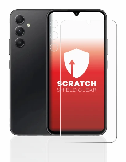 Image de l'appareil Samsung Galaxy A34 5G (Avant+Caméra) avec une grande variété de protections d'écran.