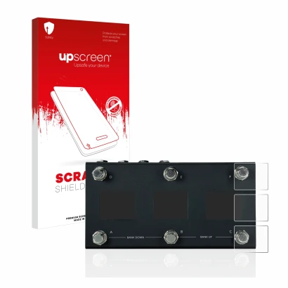 Face avant d’un emballage produit avec le logo de la marque upscreen. À côté, l’appareil Morningstar MC6 Pro est représenté av
