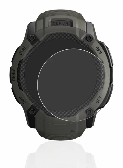 Image de l'appareil Garmin Instinct 2X Solar avec une grande variété de protections d'écran.