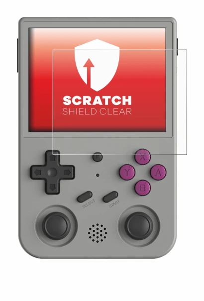 Image de l'appareil Anbernic RG353V avec une grande variété de protections d'écran.