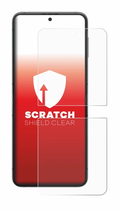Image de l'appareil Samsung Galaxy Z Flip 5 avec une grande variété de protections d'écran.