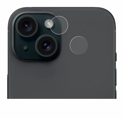 Image de l'appareil Apple iPhone 15 (Caméra UNIQUEMENT) avec une grande variété de protections d'écran.