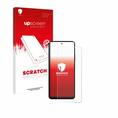 Face avant d’un emballage produit avec le logo de la marque upscreen. À côté, l’appareil Blackview Shark 8 est représenté avec