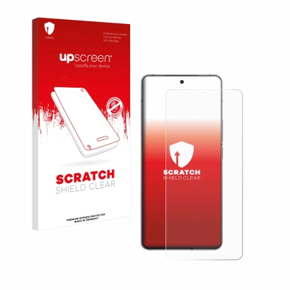 Face avant d’un emballage produit avec le logo de la marque upscreen. À côté, l’appareil Vivo iQOO 12 est représenté avec la p