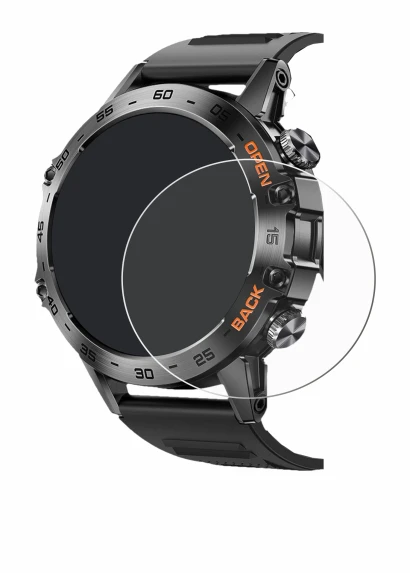 Image de l'appareil Lemfo Smartwatch 1.39" avec une grande variété de protections d'écran.