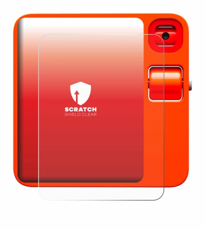 Image de l'appareil rabbit r1 avec une grande variété de protections d'écran.