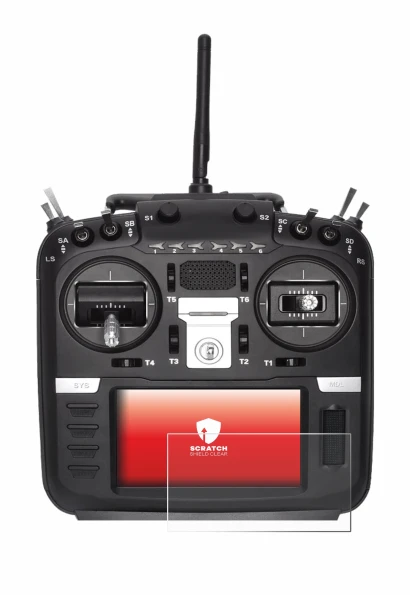 Image de l'appareil Radiomaster TX16S Mark II avec une grande variété de protections d'écran.