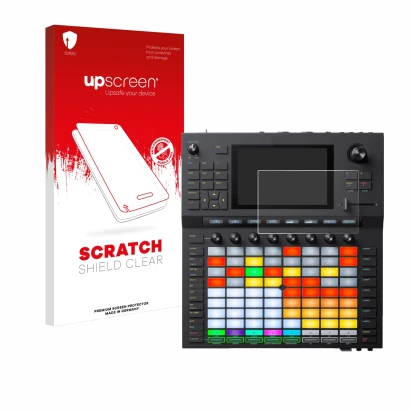 Face avant d’un emballage produit avec le logo de la marque upscreen. À côté, l’appareil Akai Force est représenté avec la pro