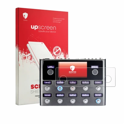 Face avant d’un emballage produit avec le logo de la marque upscreen. À côté, l’appareil Fender Tone Master Pro est représenté