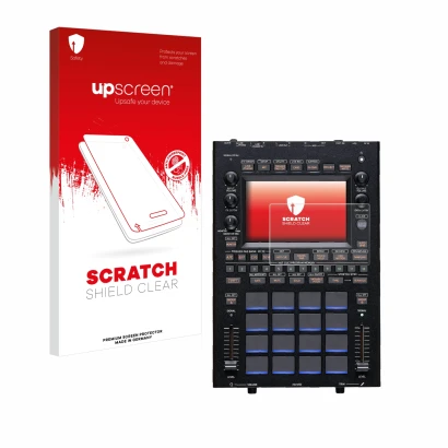 Face avant d’un emballage produit avec le logo de la marque upscreen. À côté, l’appareil KORG KAOSS Replay est représenté avec