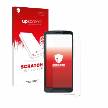 Face avant d’un emballage produit avec le logo de la marque upscreen. À côté, l’appareil Unitech EA660 est représenté avec la