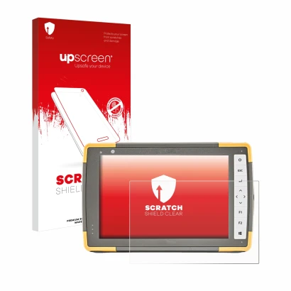 Face avant d’un emballage produit avec le logo de la marque upscreen. À côté, l’appareil Topcon FC-6000 est représenté avec la