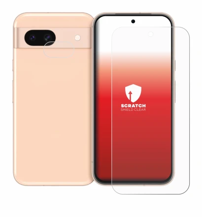 Image de l'appareil Google Pixel 8a (Avant+Caméra) avec une grande variété de protections d'écran.